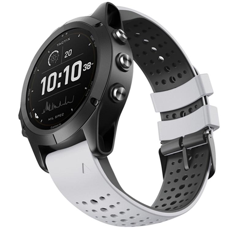 For Garmin QuickFit 22mm Kalebol Breathable Two-color Silicone Watch Band(White Black)