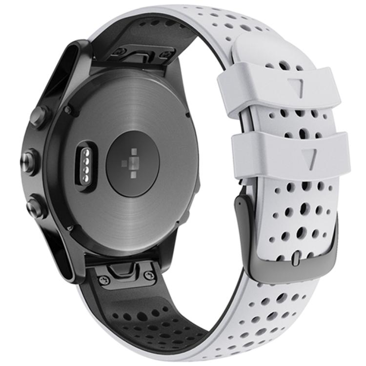 For Garmin QuickFit 22mm Kalebol Breathable Two-color Silicone Watch Band(White Black)