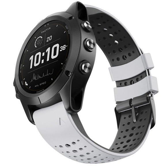For Garmin QuickFit 22mm Kalebol Breathable Two-color Silicone Watch Band(White Black)