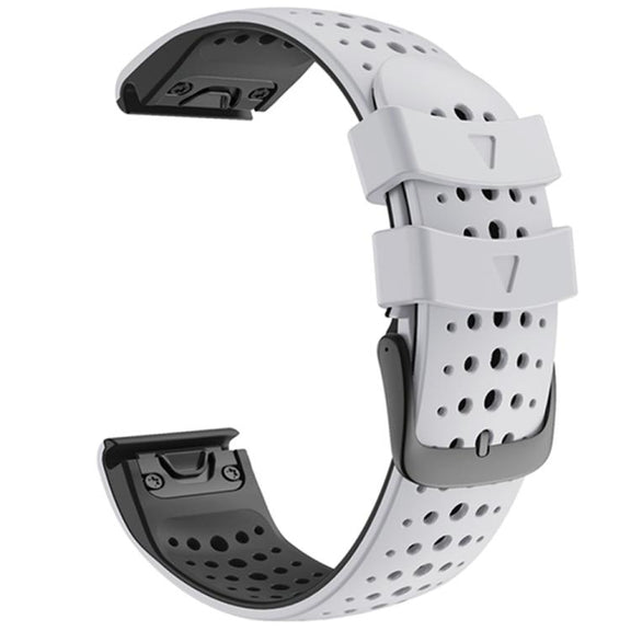 For Garmin QuickFit 26mm Kalebol Breathable Two-color Silicone Watch Band(White Black)
