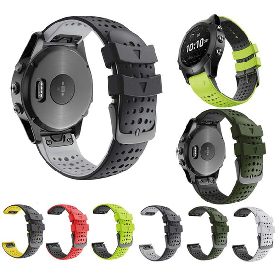 For Garmin QuickFit 26mm Kalebol Breathable Two-color Silicone Watch Band(White Black)