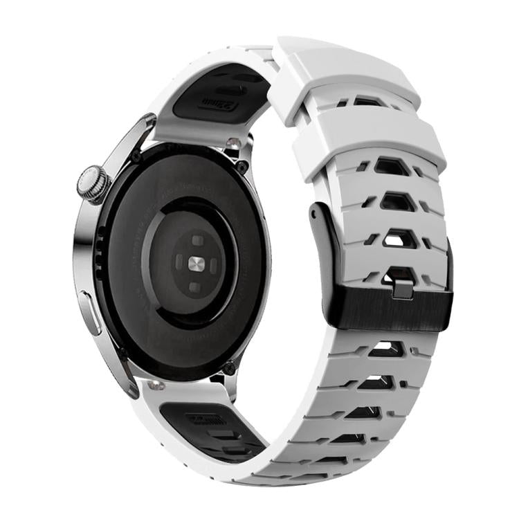 Kalebol 20mm Universal Three Row Holes Silicone Watch Band(White Black)