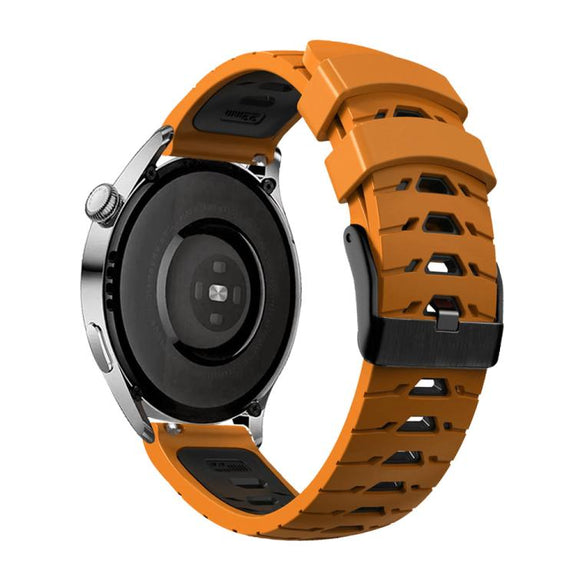 Kalebol 20mm Universal Three Row Holes Silicone Watch Band(Orange Black)