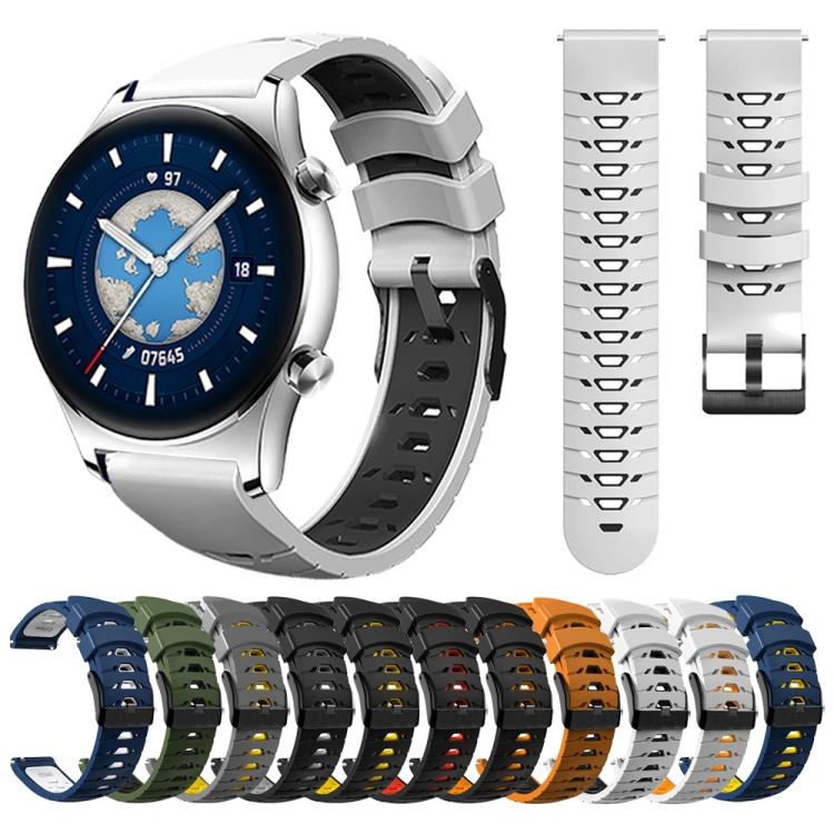 Kalebol 20mm Universal Three Row Holes Silicone Watch Band(Black Yellow)