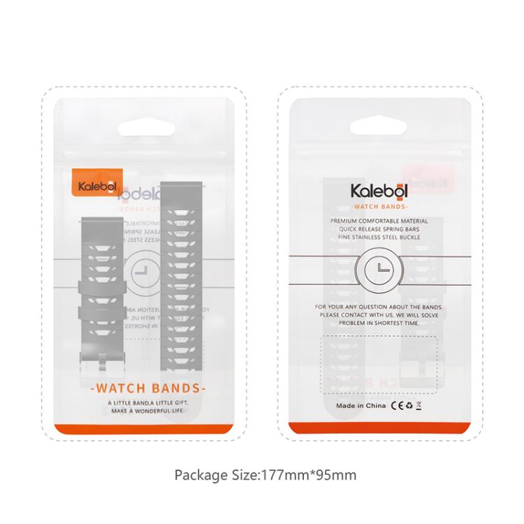Kalebol 20mm Universal Three Row Holes Silicone Watch Band(White Black)