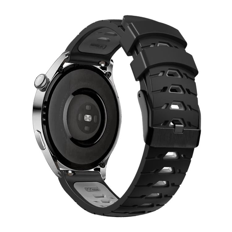 Kalebol 22mm Universal Three Row Holes Silicone Watch Band(Black Grey)
