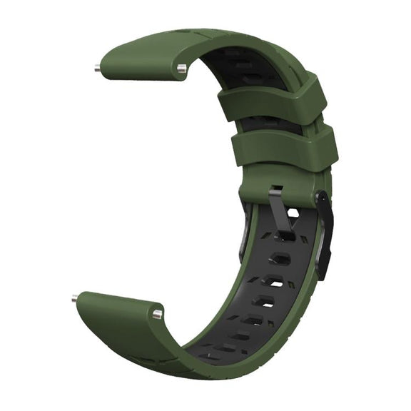Kalebol 22mm Universal Three Row Holes Silicone Watch Band(Green Black)