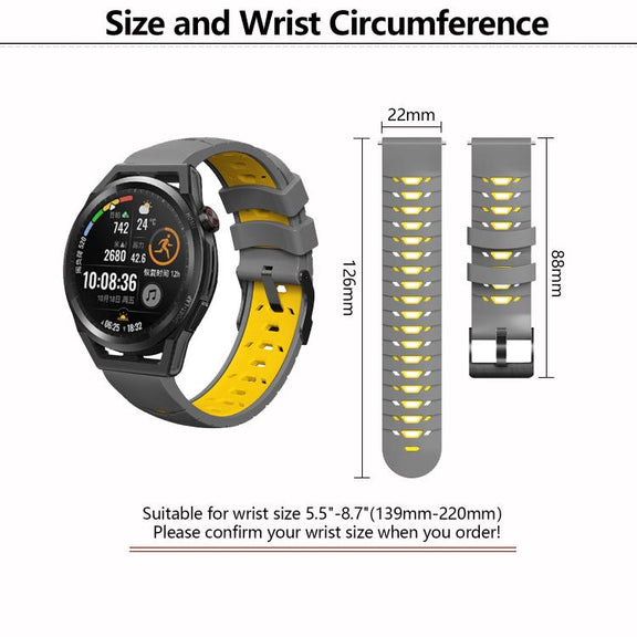 Kalebol 22mm Universal Three Row Holes Silicone Watch Band(Black Red)