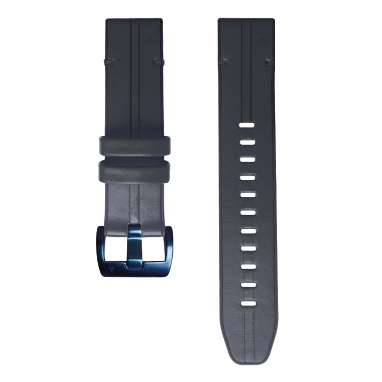 For Garmin QuickFit 22mm Kalebol Quick Release Silicone Leather Watch Band(Black)