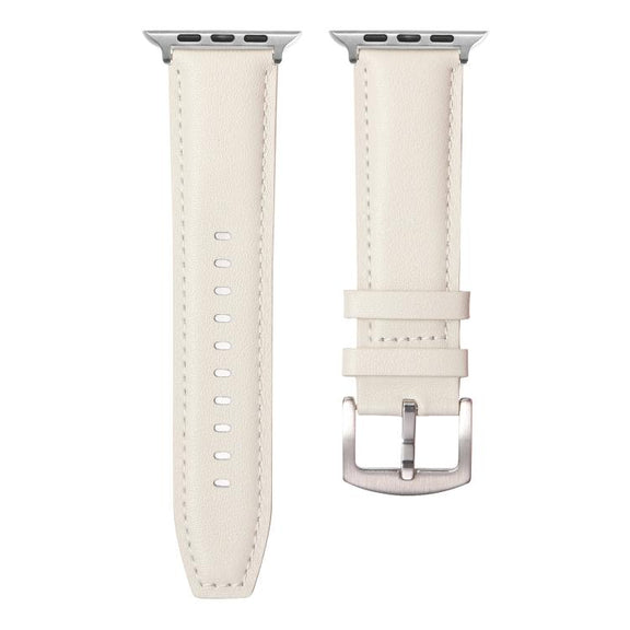 For Apple Watch 42mm / 41mm / 40mm / 38mm Kalebol Plain Genuine Leather Watch Band(White)