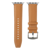 For Apple Watch 42mm / 41mm / 40mm / 38mm Kalebol Plain Genuine Leather Watch Band(Yellow Brown)