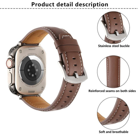 For Apple Watch 46mm / 49mm / 45mm / 44mm Kalebol Plain Genuine Leather Watch Band(Black)