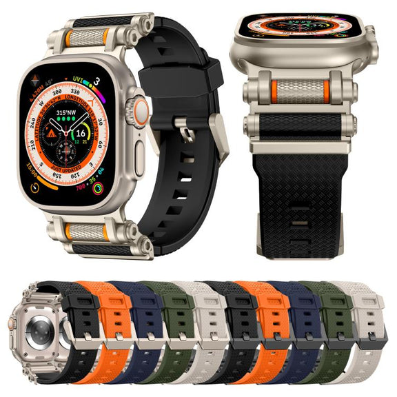 For Apple Watch 46mm / 49mm / 45mm / 44mm Armor Gear Silicone Watch Band(Titanium Orange)