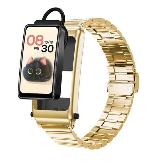 K80 1.57 inch Steel Band IP67 Earphone Detachable Smart Watch, Support Bluetooth Call(Gold)