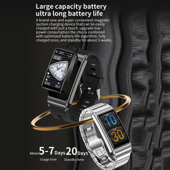 K80 1.57 inch Steel Band IP67 Earphone Detachable Smart Watch, Support Bluetooth Call(Silver)