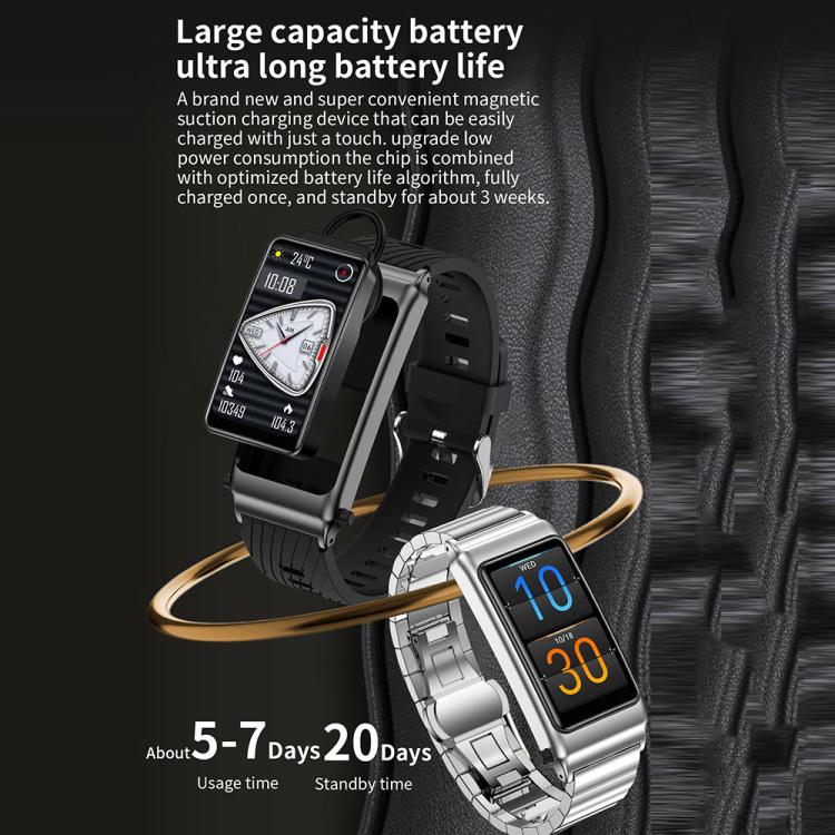 K80 1.57 inch Steel Band IP67 Earphone Detachable Smart Watch, Support Bluetooth Call(Gold)