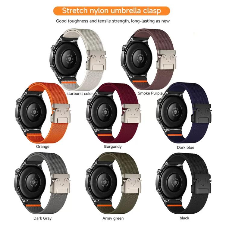 22mm Parachute Buckle Elastic Nylon Watch Band(Black)