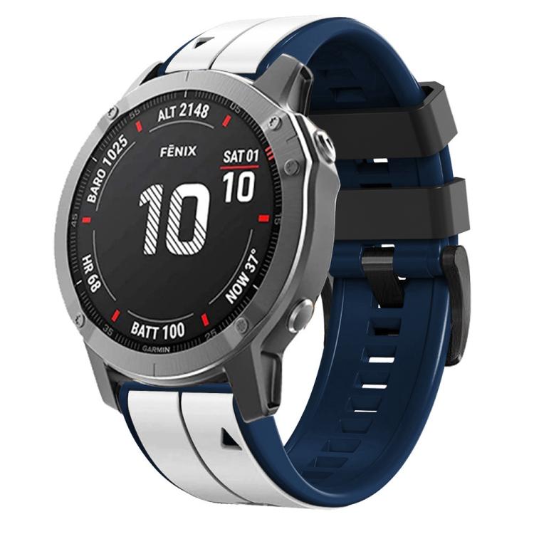 For Garmin QuickFit 22mm Kalebol Two-color Pin Silicone Watch Band(White Blue)