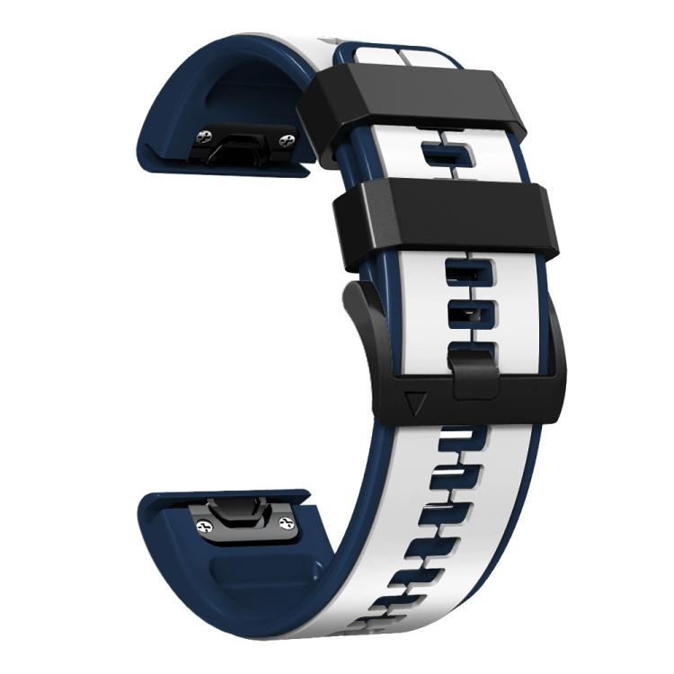 For Garmin QuickFit 22mm Kalebol Two-color Pin Silicone Watch Band(White Blue)