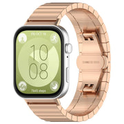 For Huawei Watch Fit3 Kalebol Solid Stainless Steel Strap(Rose Gold)