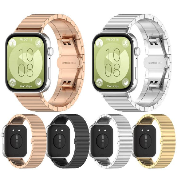 For Huawei Watch Fit3 Kalebol Solid Stainless Steel Strap(Gold)