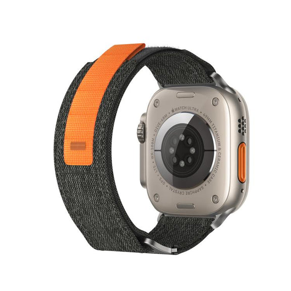 For Apple Watch 46mm / 49mm / 45mm / 44mm Kalebol Canvas Pattern Nylon Loop Strap(Black)