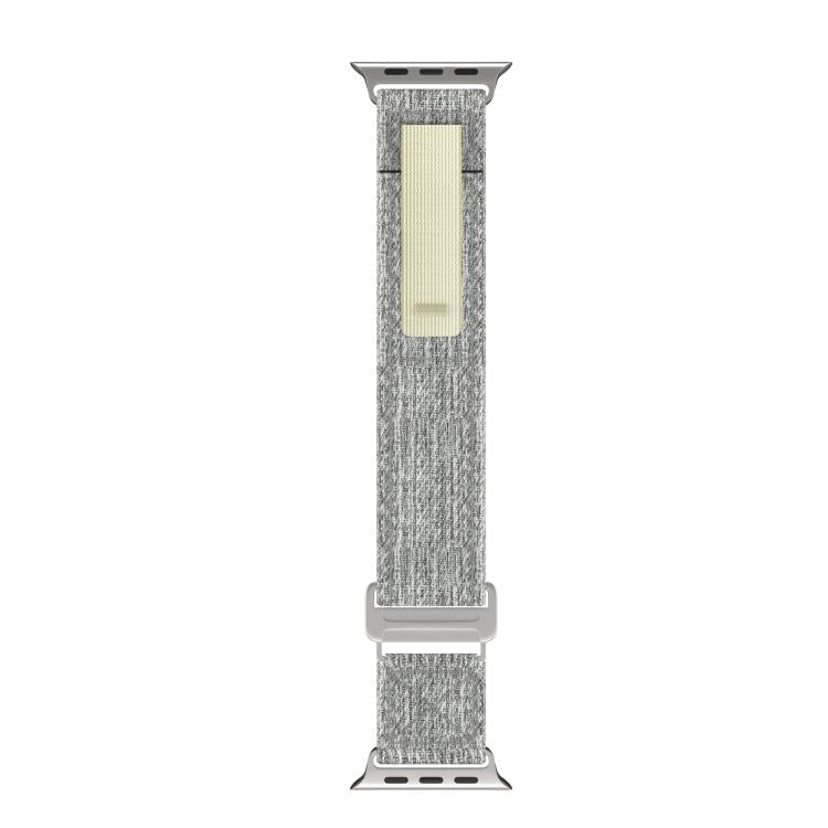 For Apple Watch 46mm / 49mm / 45mm / 44mm Kalebol Canvas Pattern Nylon Loop Strap(Light Grey)