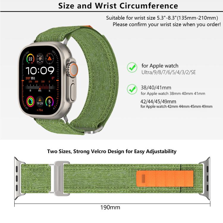 For Apple Watch 46mm / 49mm / 45mm / 44mm Kalebol Canvas Pattern Nylon Loop Strap(Light Grey)