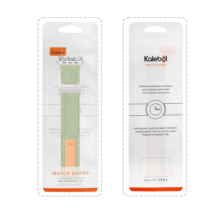 For Apple Watch 46mm / 49mm / 45mm / 44mm Kalebol Canvas Pattern Nylon Loop Strap(Light Blue)
