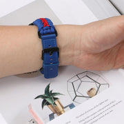 For Apple Watch 46mm / 49mm / 45mm / 44mm Double Leather Buckle Paracord Nylon Watch Band(Blue)
