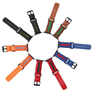 For Apple Watch 46mm / 49mm / 45mm / 44mm Double Leather Buckle Paracord Nylon Watch Band(Blue)
