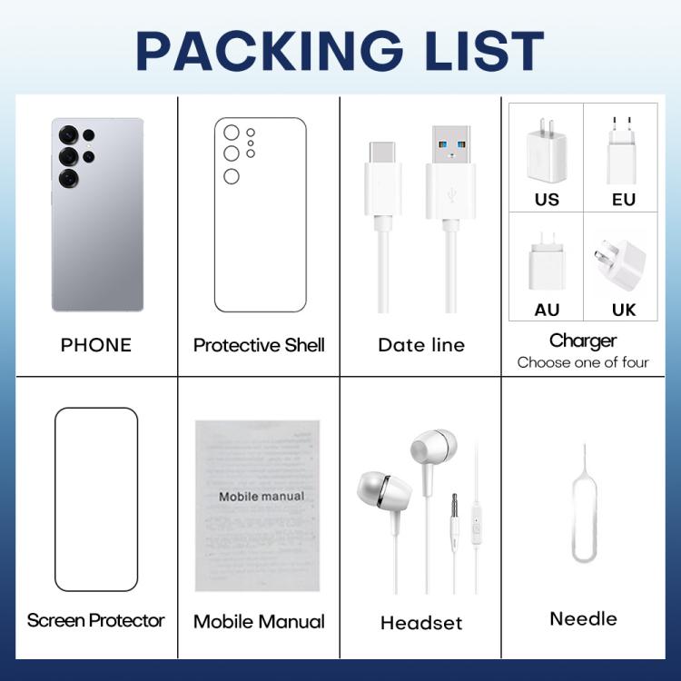 F102 / S25 Ultra, 4GB+64GB, 6.75 inch Android 11 MTK6762 Octa Core, Network: 4G, Dual SIM, Support Wireless Charging, Plug:EU Plug(Titanium Blue)