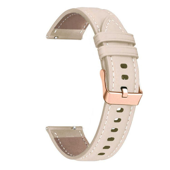 18mm Rose Gold Buckle Leather Watch Band(Apricot)