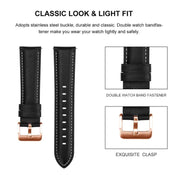 18mm Rose Gold Buckle Leather Watch Band(White)