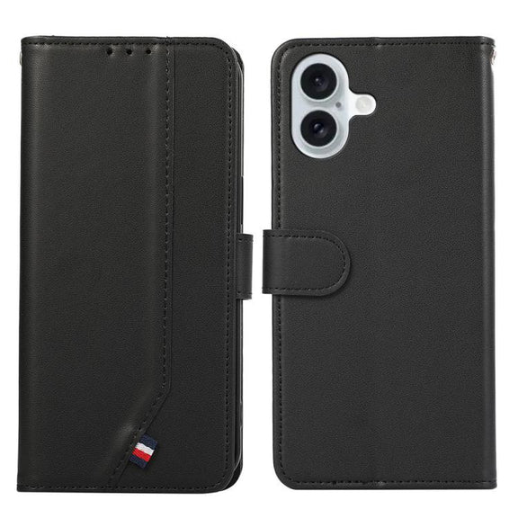For iPhone 17 ABEEL Delicate Texture Splicing RFID Leather Phone Case(Black)