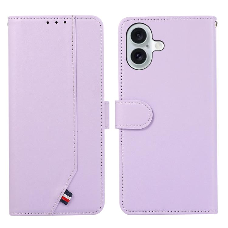 For iPhone 17 ABEEL Delicate Texture Splicing RFID Leather Phone Case(Purple)