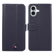 For iPhone 17 ABEEL Delicate Texture Splicing RFID Leather Phone Case(Blue)