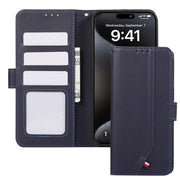 For iPhone 17 ABEEL Delicate Texture Splicing RFID Leather Phone Case(Blue)