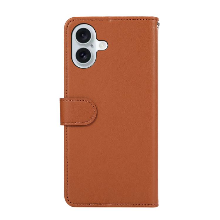 For iPhone 17 ABEEL Delicate Texture Splicing RFID Leather Phone Case(Brown)