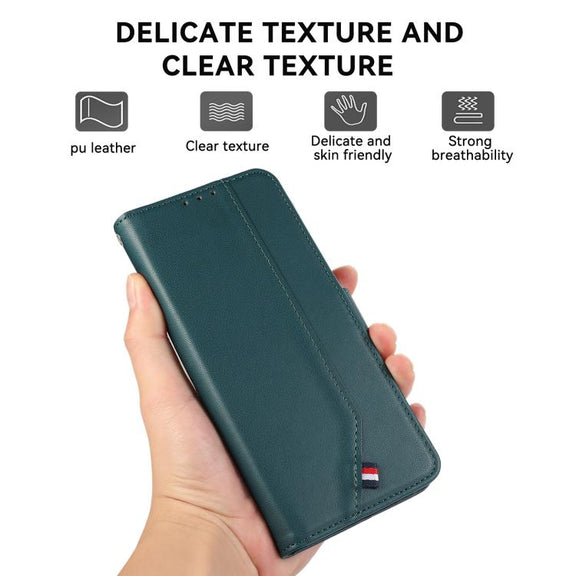 For iPhone 17 ABEEL Delicate Texture Splicing RFID Leather Phone Case(Green)
