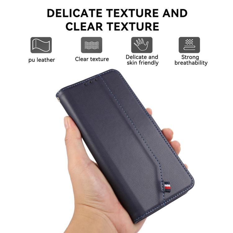 For iPhone 17 Air ABEEL Delicate Texture Splicing RFID Leather Phone Case(Blue)