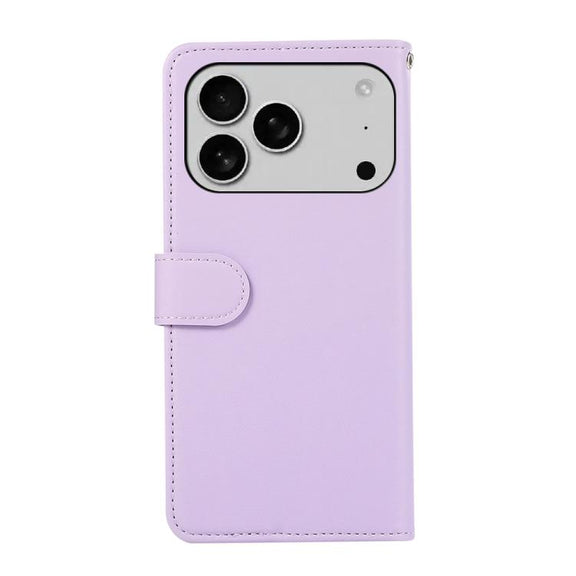 For iPhone 17 Pro ABEEL Delicate Texture Splicing RFID Leather Phone Case(Purple)