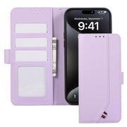 For iPhone 17 Pro ABEEL Delicate Texture Splicing RFID Leather Phone Case(Purple)