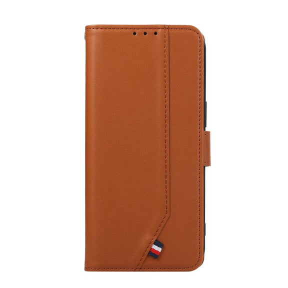For iPhone 17 Pro ABEEL Delicate Texture Splicing RFID Leather Phone Case(Brown)