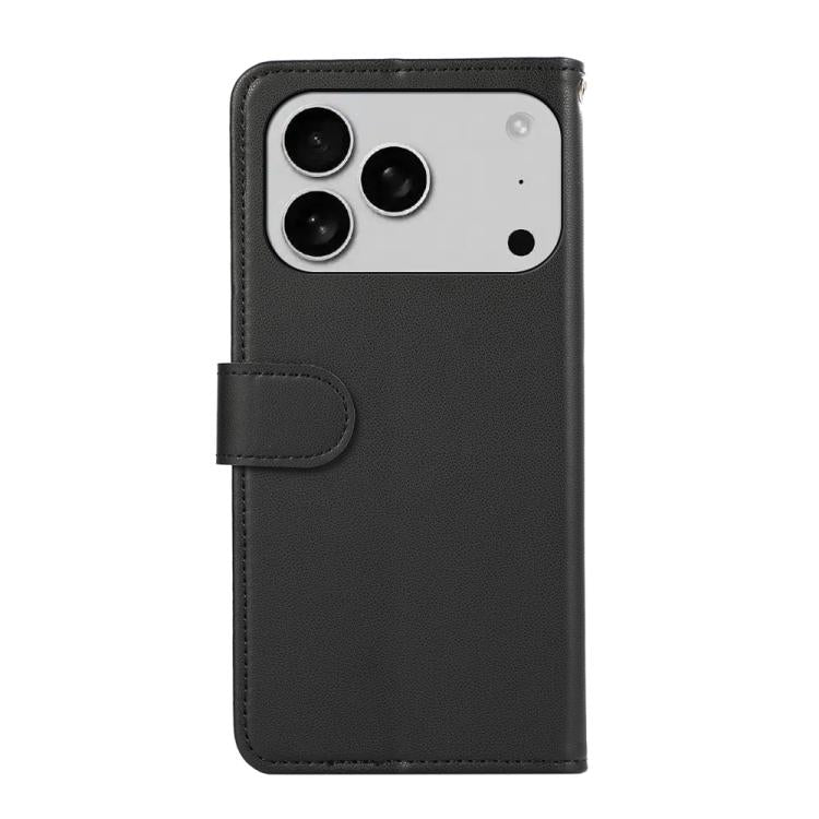 For iPhone 17 Pro Max ABEEL Delicate Texture Splicing RFID Leather Phone Case(Black)