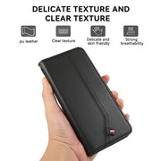 For iPhone 17 Pro Max ABEEL Delicate Texture Splicing RFID Leather Phone Case(Black)
