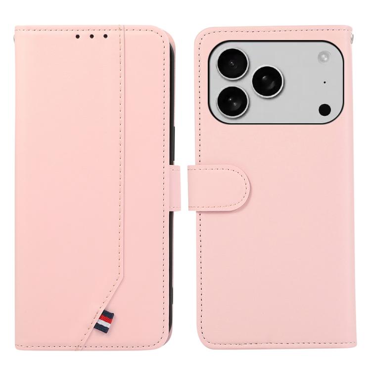 For iPhone 17 Pro Max ABEEL Delicate Texture Splicing RFID Leather Phone Case(Pink)