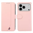 For iPhone 17 Pro Max ABEEL Delicate Texture Splicing RFID Leather Phone Case(Pink) - free shipping - PMc TechLife - Order now!
