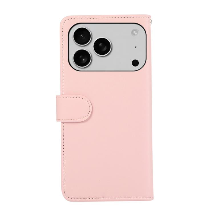 For iPhone 17 Pro Max ABEEL Delicate Texture Splicing RFID Leather Phone Case(Pink)