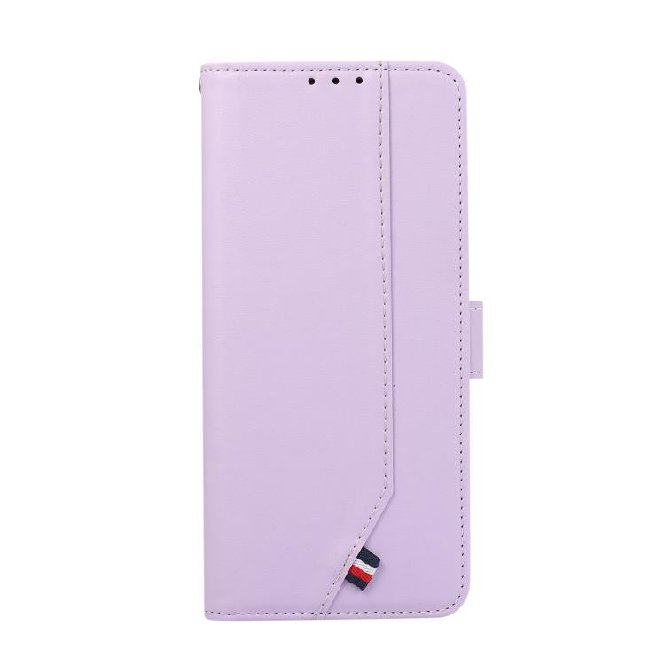 For iPhone 17 Pro Max ABEEL Delicate Texture Splicing RFID Leather Phone Case(Purple)